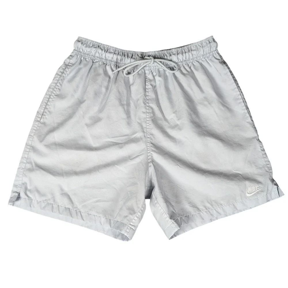 Nike Mens Swim Trunks Light Gray Mesh Lined Board Shorts Embroidered Logo M‎